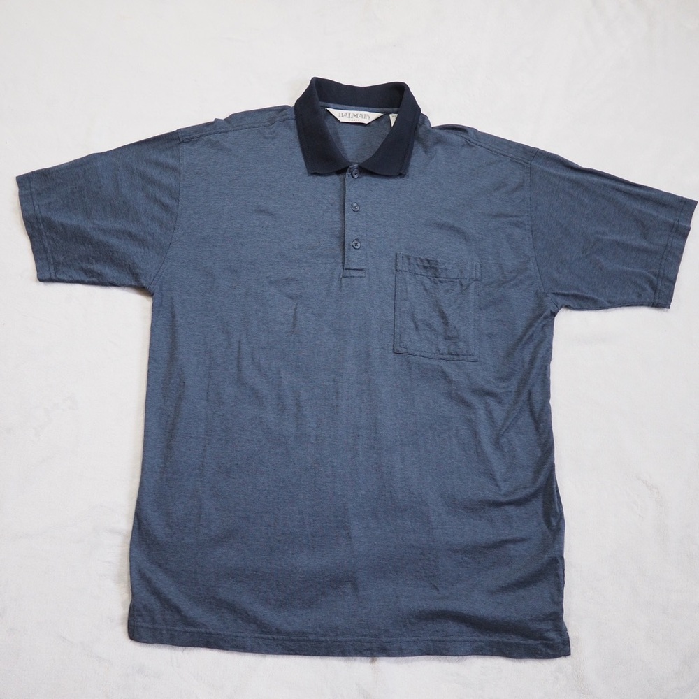Balmain Paris Sz M Blue Polo Men 100% Cotton